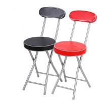 Cushioned Padded Folding Stool With Back