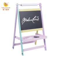 Toffy & Friends Kids Macaron Crayon Design Standing Easel with storage tray