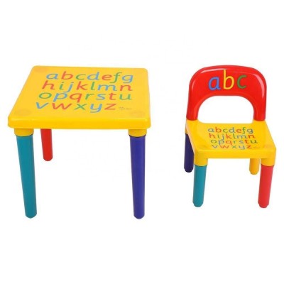 Plastic Lightweight Kids Table and Chair Set Colorful Detachable Children Alphabet Design Furniture Set