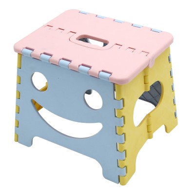 cheap mini New design Smile face Plastic Portable Handle Step Folding Stool For Kids